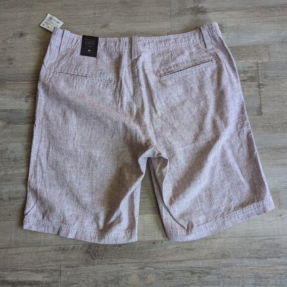 14th & Union Men’s Slim Fit Linen Blend Shorts – Size 32 – Burgundy Brick/White - Picture 4 of 6